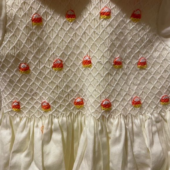 Candy Corn Smocked Bubble 9M - Picture 3 of 4